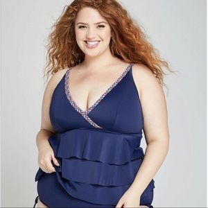 Lane Bryant tiered tanking swim top.  Top only.